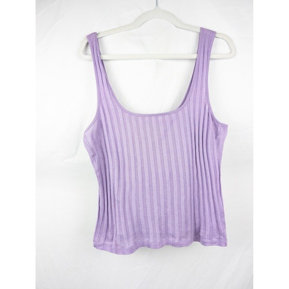 Vince 100% Cotton Ribbed Tank Top Lavender Purple L Sleeveless Layering Luxury - Picture 2 of 10